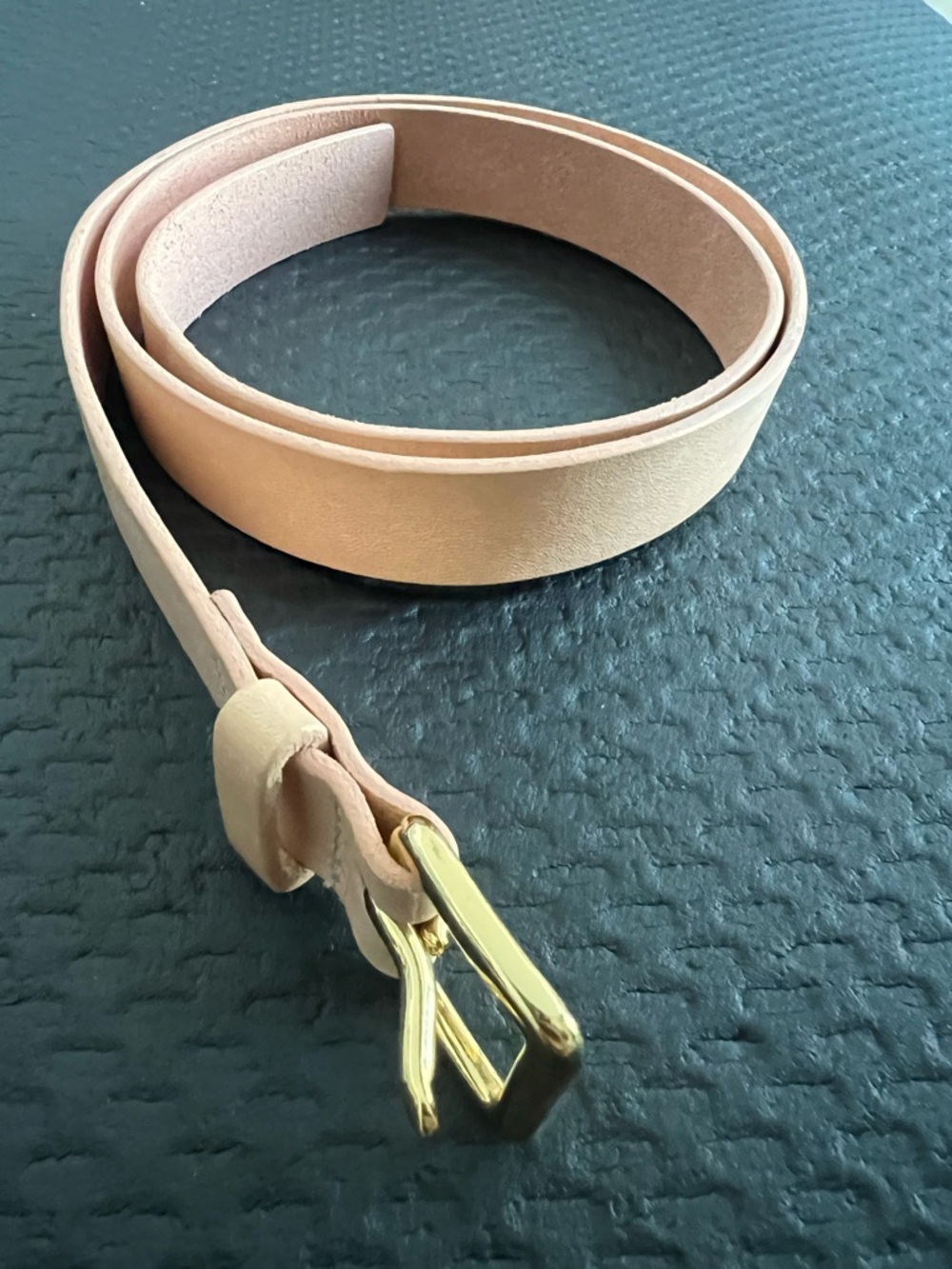 J.Crew Women's Italian Leather Belt A3156 Made in USA Tan Gold S Old Money